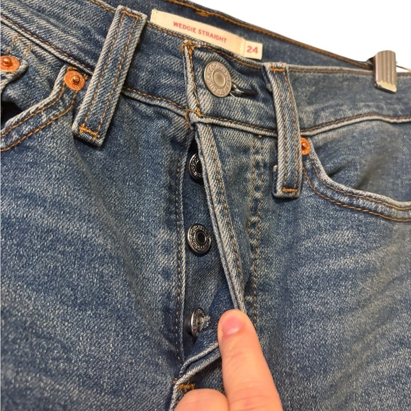 Levi's Wedgie Straight Ankle Jeans Size 24 High Rise Medium Wash Blue - Picture 4 of 7